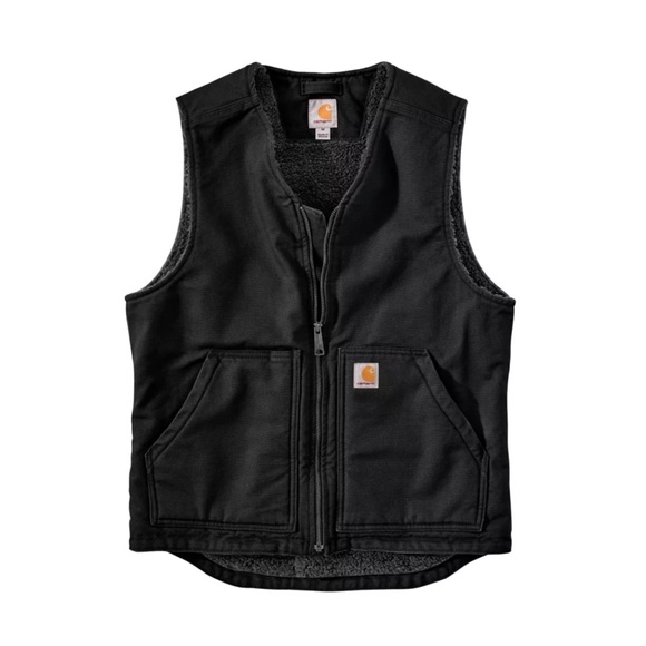 NWT Carhartt Men's Relaxed Fit Washed Duck Sherpa-Lined Vest - Picture 2 of 2